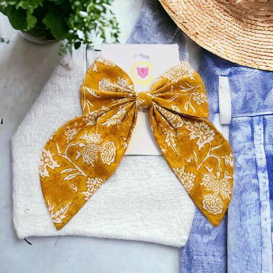 Cora Floral Butterfly Tail Bow | Marigold